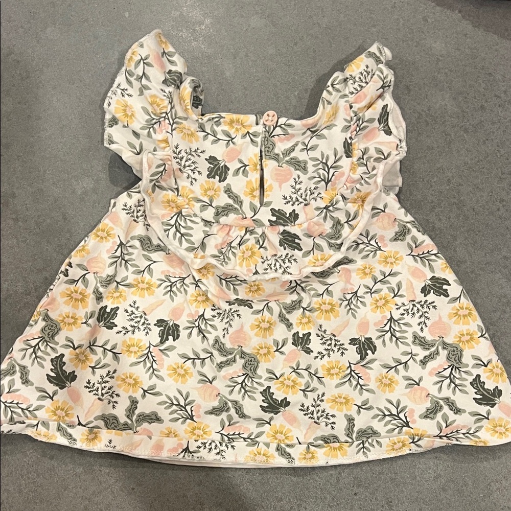 Floral Ruffle Baby Tank Top in Cream, Yellow & Pink (18 months) - Picture 3 of 3